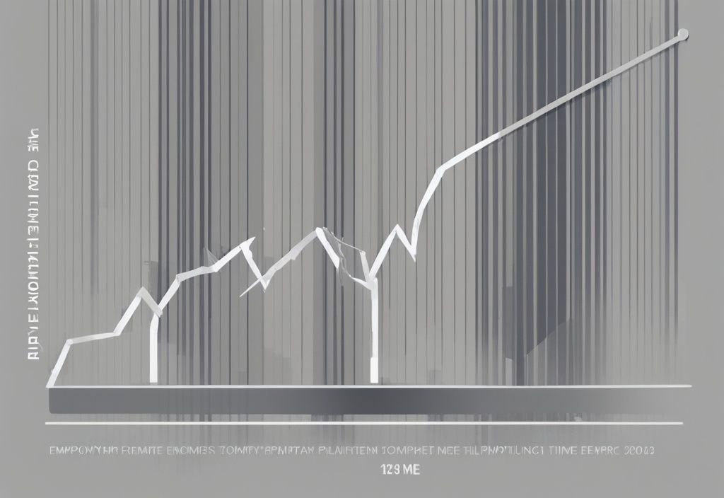 Moderne digitale Malerei mit einem Diagramm, das die Schwankungen der Beschäftigungsraten über die Zeit zeigt, mit einer klaren Beschriftung zur Beschäftigungsgrad Definition.