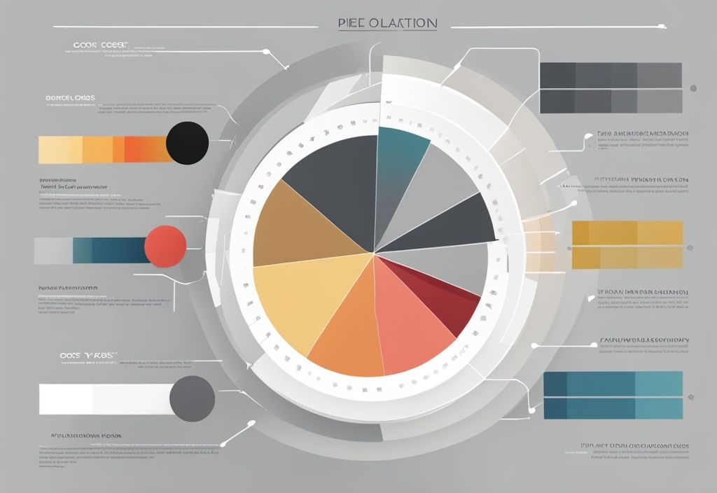 Moderne digitale Illustration eines Kreisdiagramms in Grautönen, das verschiedene Kostentypen zur Darstellung von Kostenallokationsprinzipien zeigt.