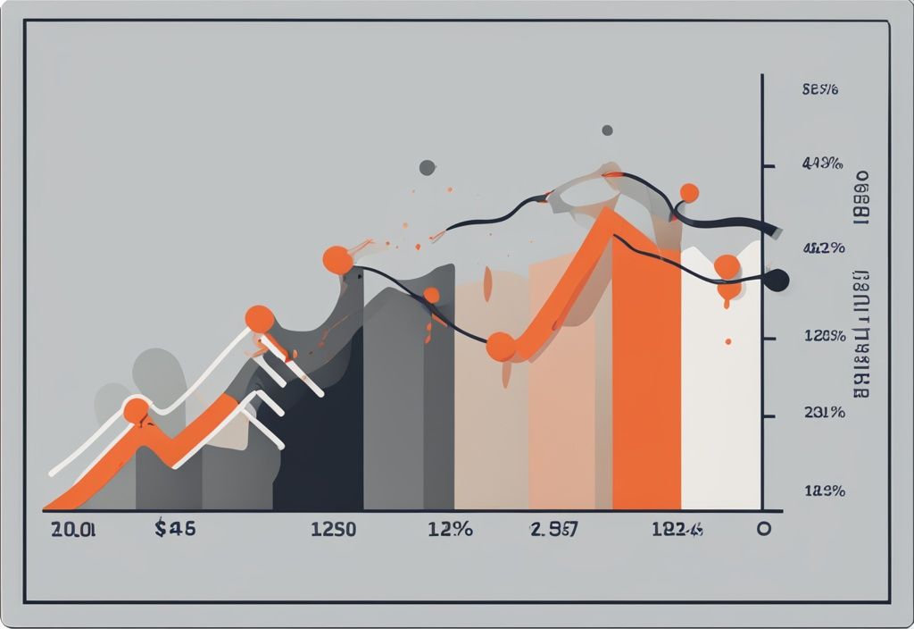 Moderne digitale Illustration in Grau, die ein Diagramm mit schwankenden Linien zur Darstellung der Beschäftigungsraten im Zeitverlauf zeigt, mit einer klaren Beschriftung zur Definition des Beschäftigungsgrads.