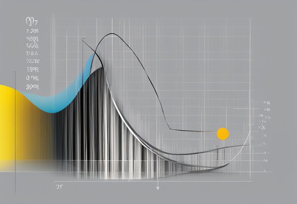 Moderne digitale Illustration eines Graphen mit Kurve, die das maximale Prinzip zeigt, hervorgehobene Punkte für maximale und minimale Werte, Hauptfarbthema grau.