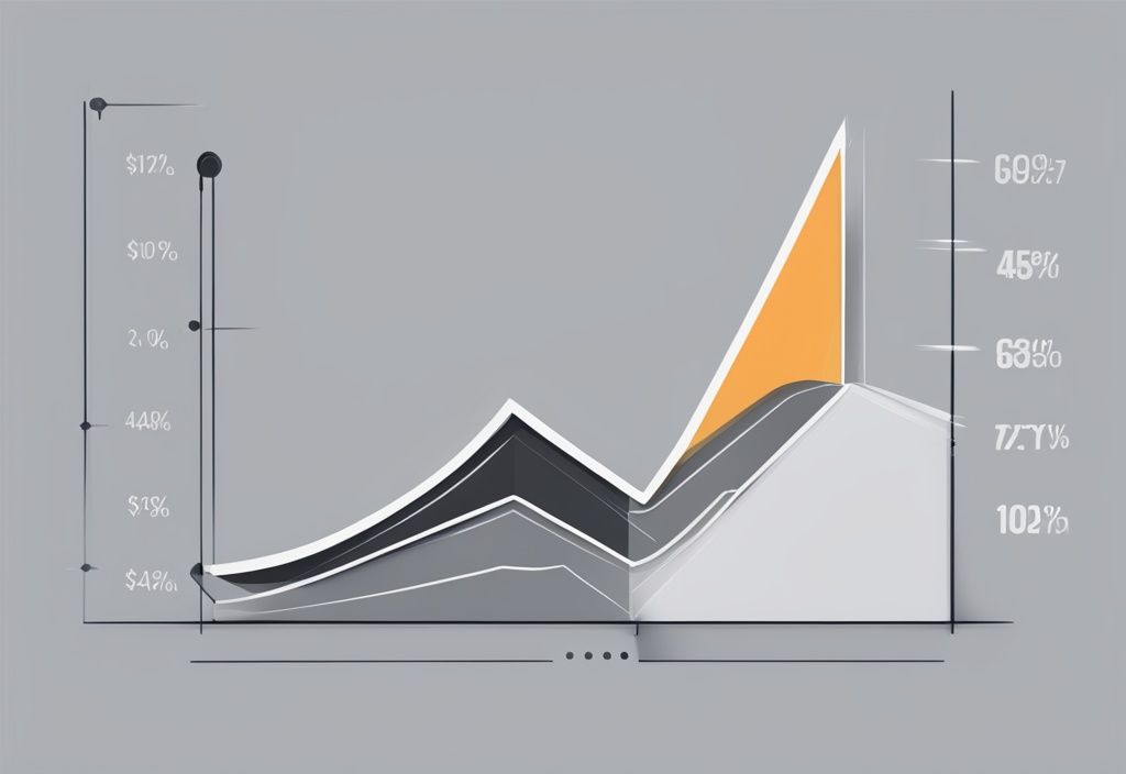 Moderne digitale Illustration mit grauem Farbthema, abfallendes Diagramm mit Dollarzeichen auf der y-Achse und Menge auf der x-Achse, das Kostendegression veranschaulicht.