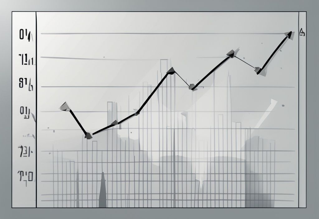 Moderne digitale Malerei mit grauem Farbschema, zeigt einen Graph mit steigender Gewinnentwicklung nach Steuern über einen bestimmten Zeitraum.