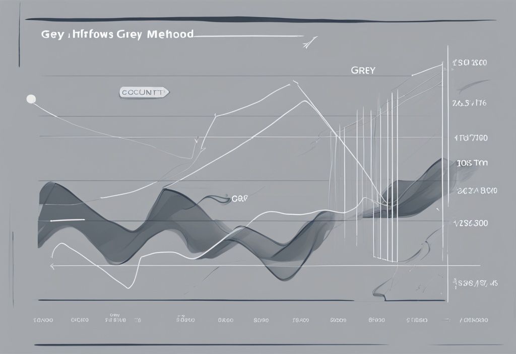 Moderne digitale Malerei mit grauem Farbthema, die die Berechnung der Kapitalwertmethode zeigt, inklusive markierter Cashflows und Diskontsatz.